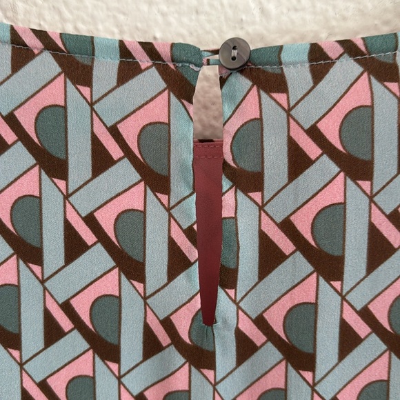 Anna Thomas Silk Blend Geometric Pattern Pink Green Blue Women's Dress Size 10 - Picture 10 of 13